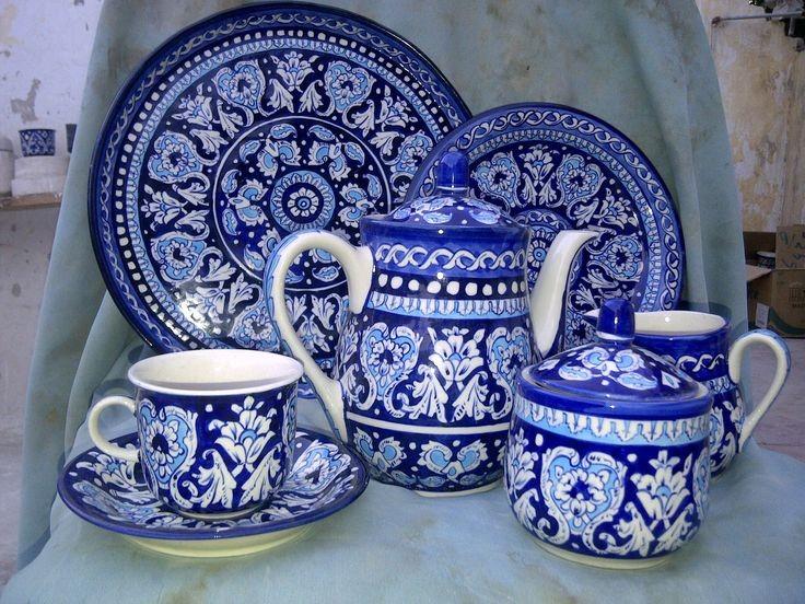 Blue Pottery Tea Set