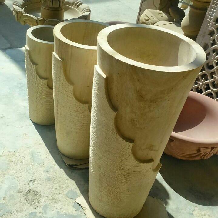 Tall Carved Sandstone Planters