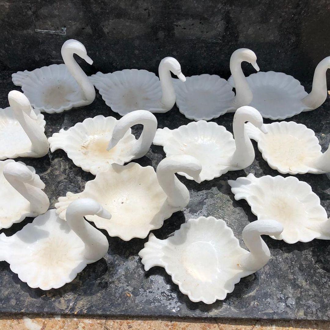 White Marble Swan Bowls