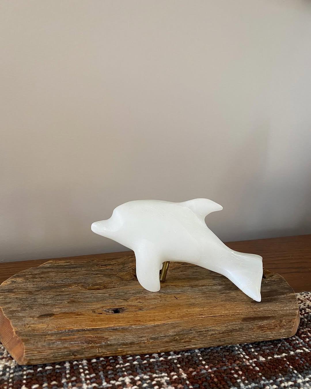 White Marble Dolphin Sculpture