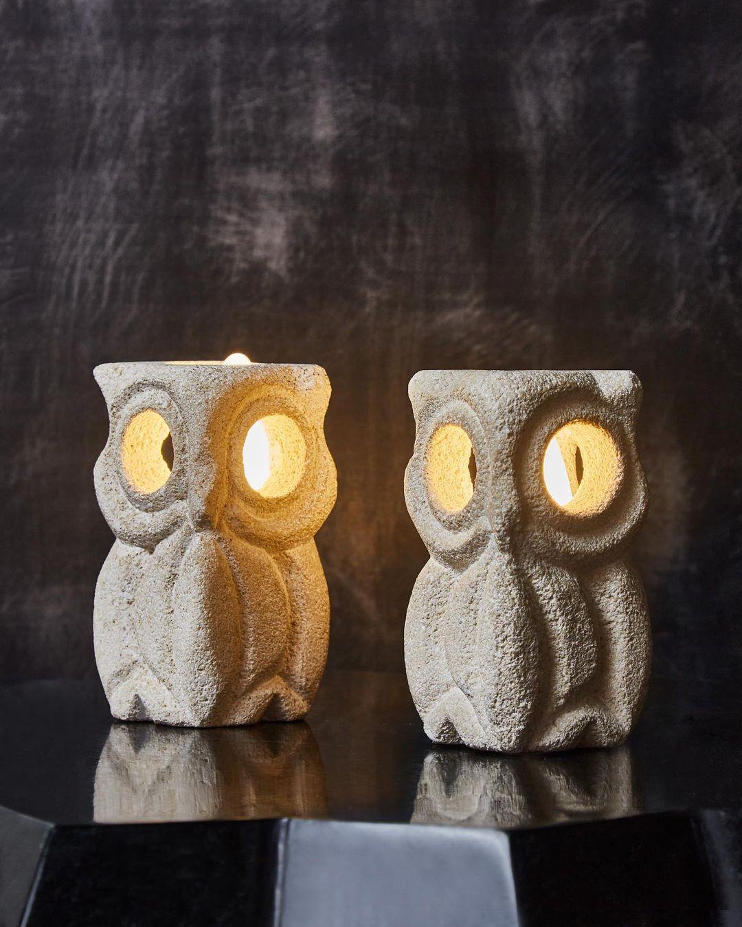 Sandstone Owl Lamps