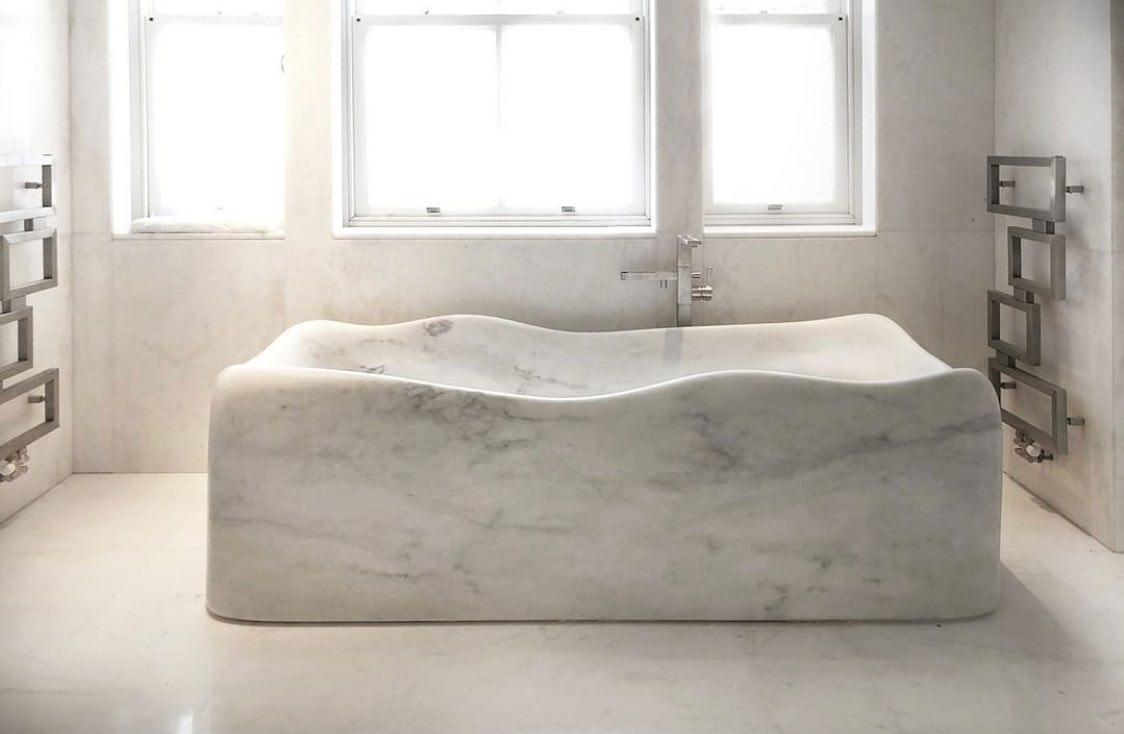 Contemporary White Marble Bathtub