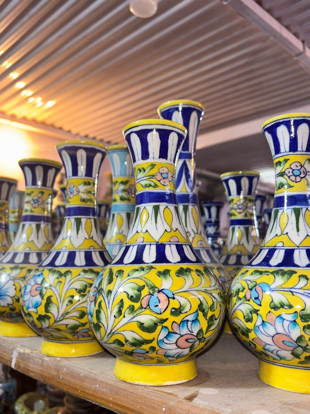 Decorative Blue Pottery Vase Set